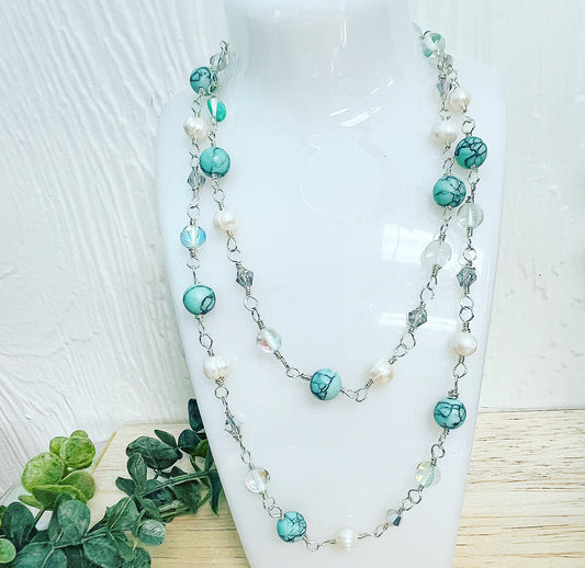 Turquoise Pearl Mermaid Necklace