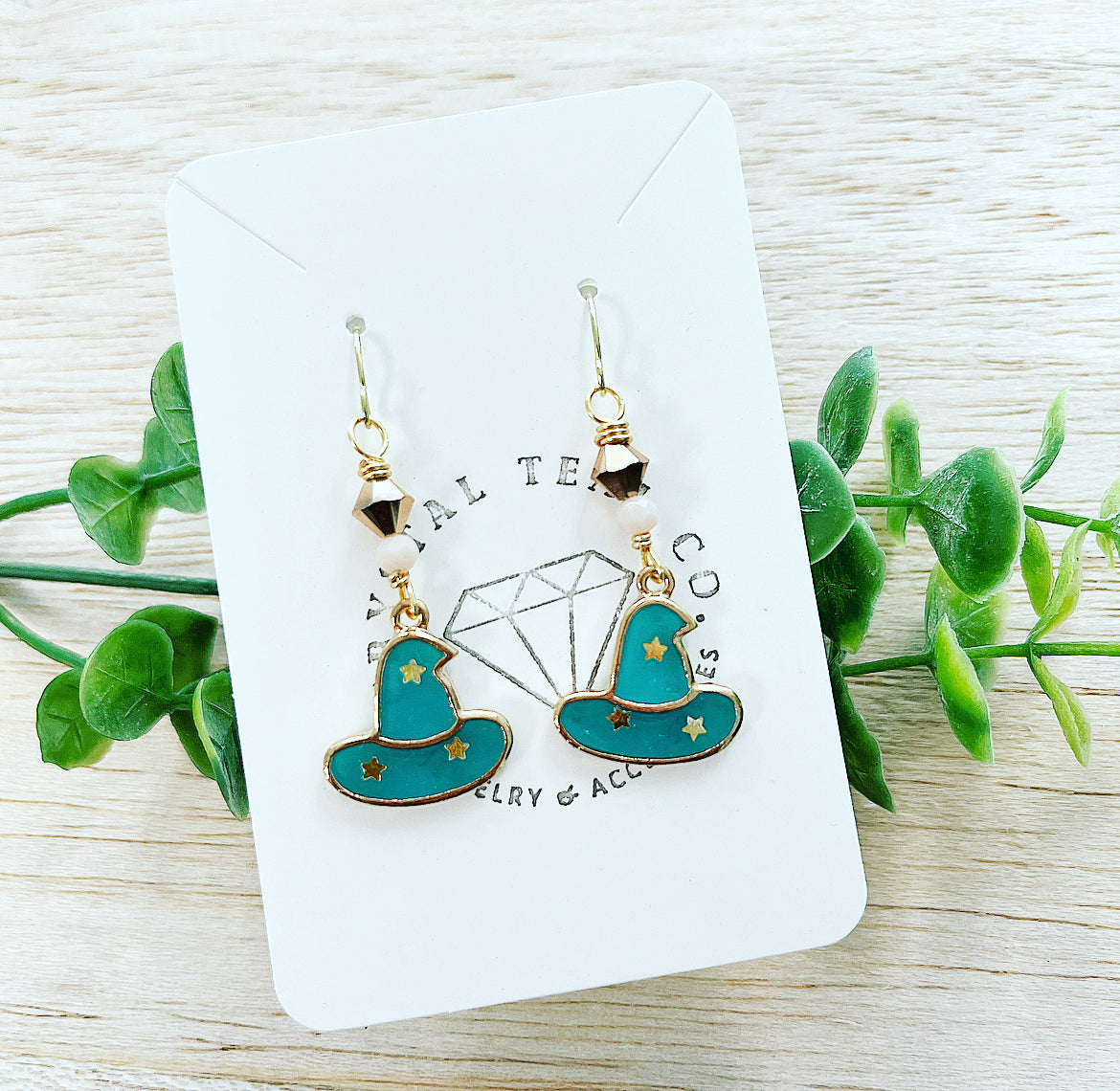 Teal Witch Earrings