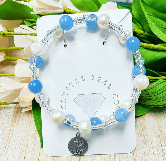 Crystal Pearl Double Wrap Bracelet