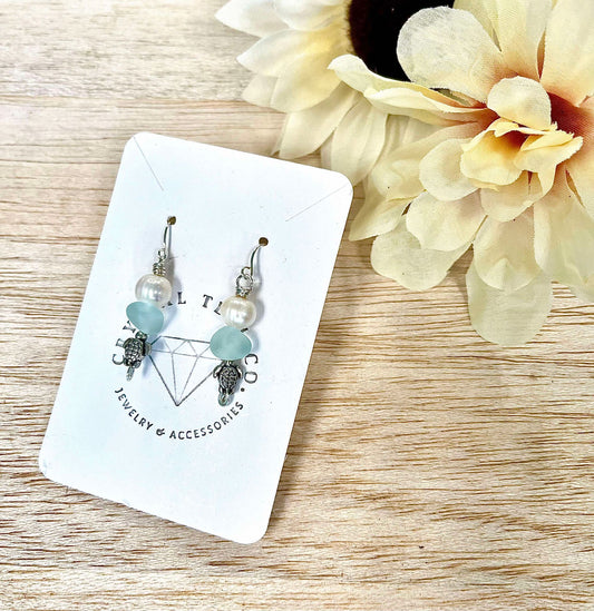 Turtle Sea Glass Earrings