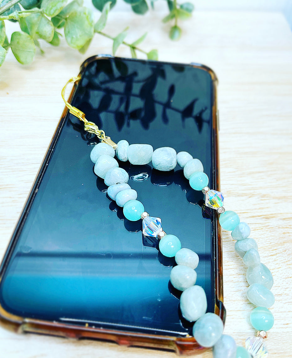 Amazonite Crystal Cell Phone Charm