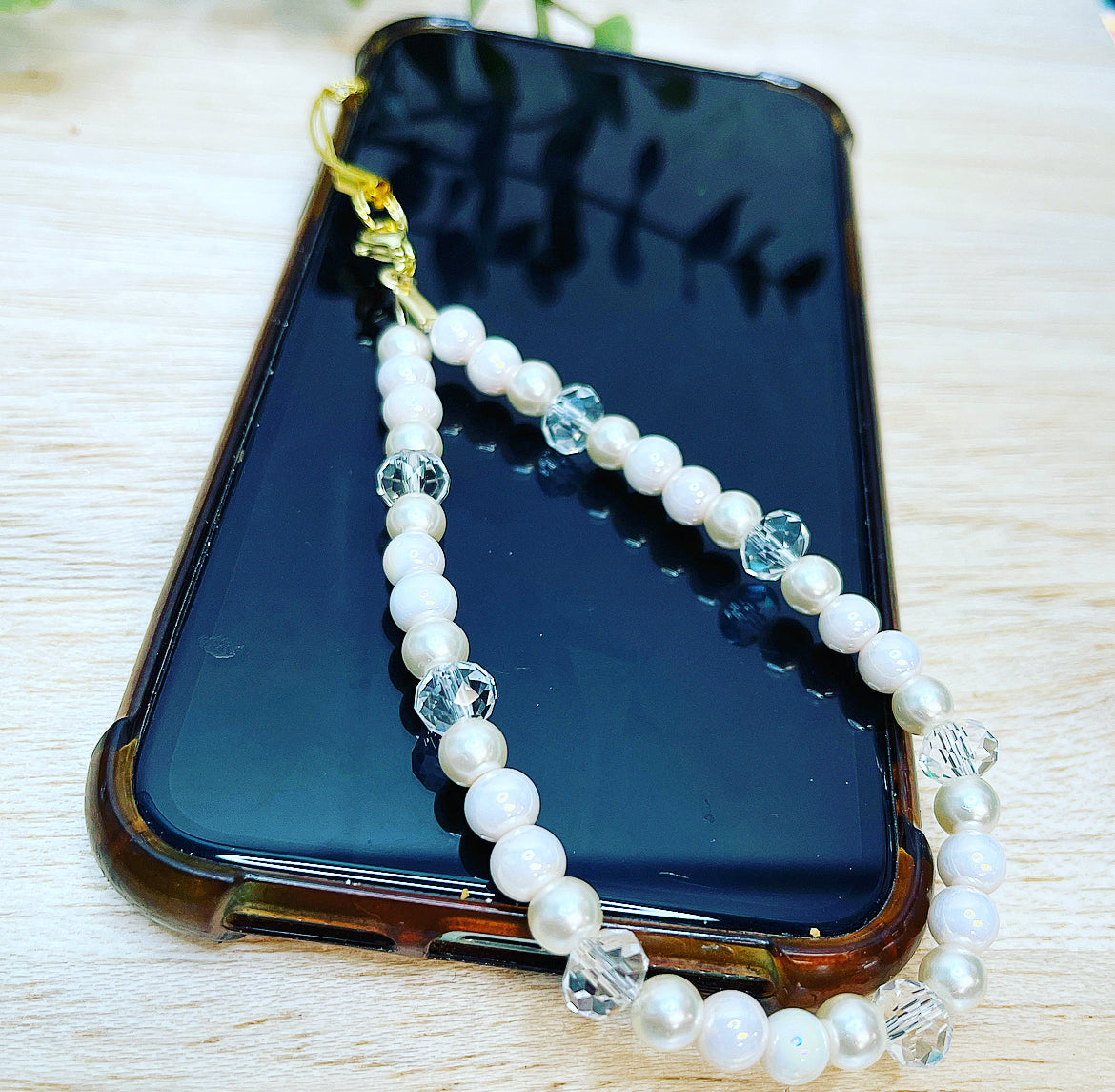 Pearl Crystal Cell Phone Charm