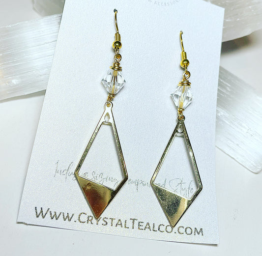14K Gold Crystal Earrings